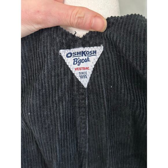 VTG Oshkosh B‘Gosh Black Corduroy Carpenter Vestback Overalls Size 12 Months - Picture 12 of 13